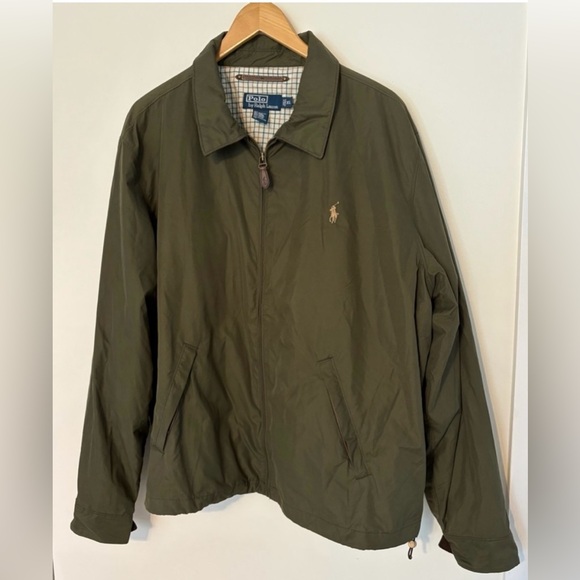 NWOT Vintage Y2K Men’s Polo Ralph Lauren Olive Leather Trim Jacket Size XL - Picture 1 of 10